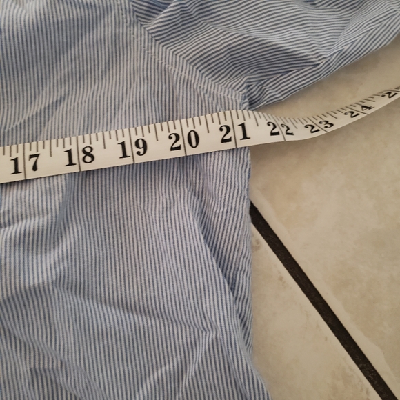 Everlane The Silky Cotton Relaxed Shirt Blue White Stripe 12 - Picture 9 of 9